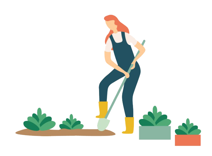 illustration d'une personne creusant un trou pour une plante